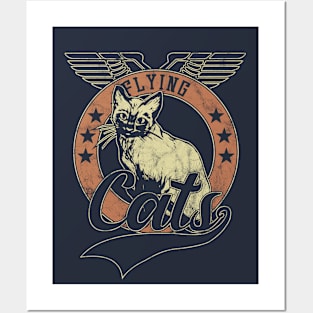 Flying Vintage Cats Posters and Art